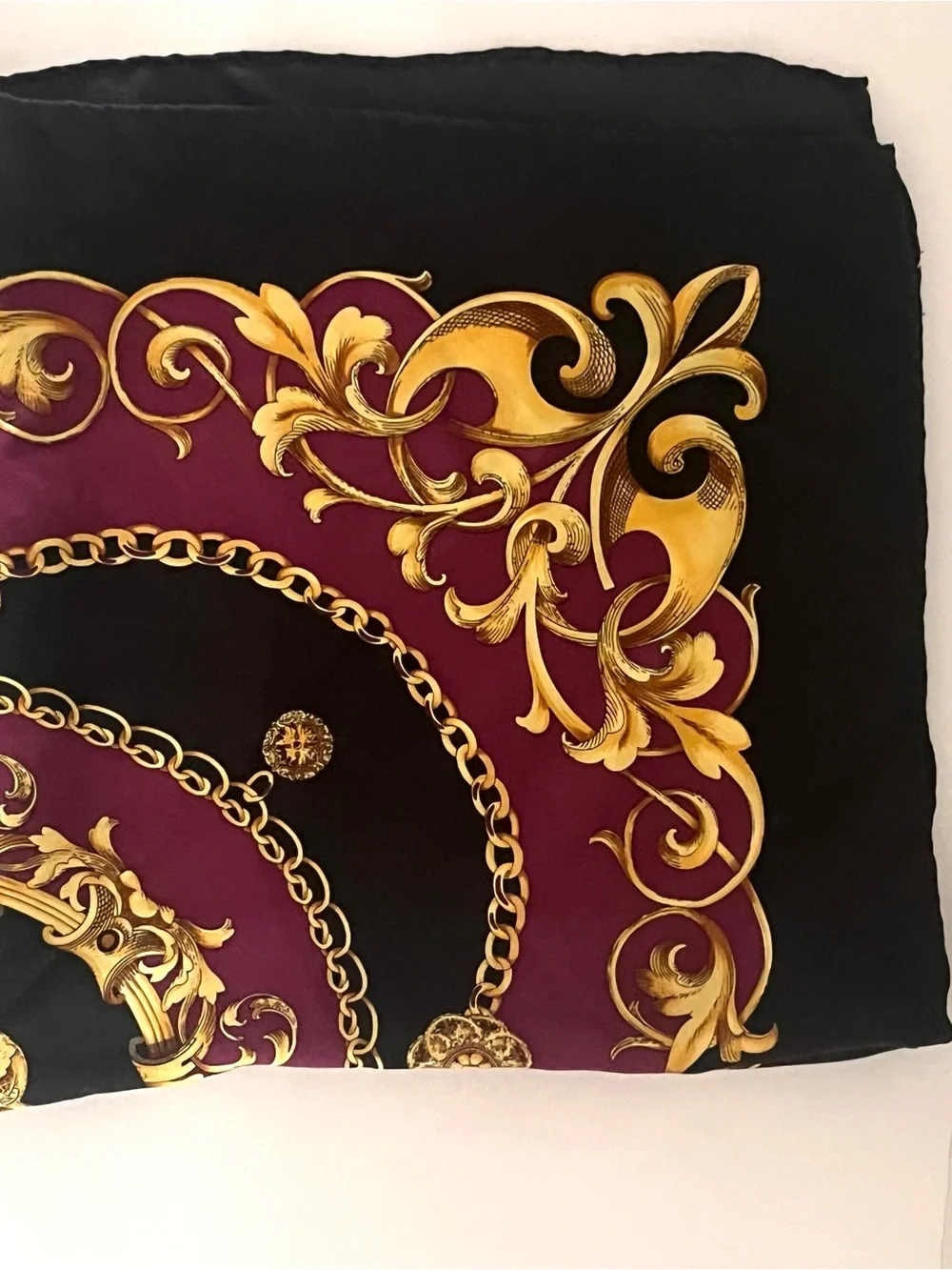 Baroque Chain Print Scarf in Magenta and Black Unbranded Mob Wife